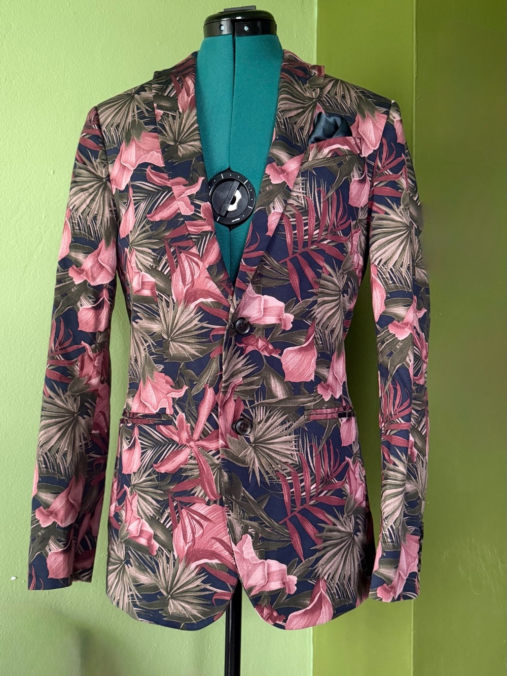 Floral Pink & Navy Blazer